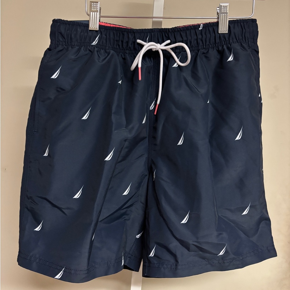 NWT Navy Blue Swim Shorts with Sailboat Print